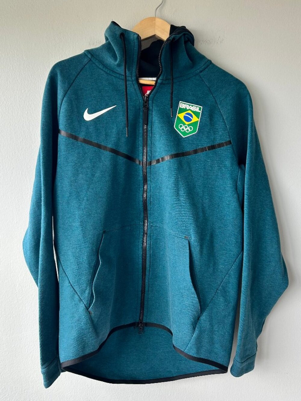 Nike Brasil Olympic Tech Fleece Windrunner Full Zip Hoodie Men’s Large Teal